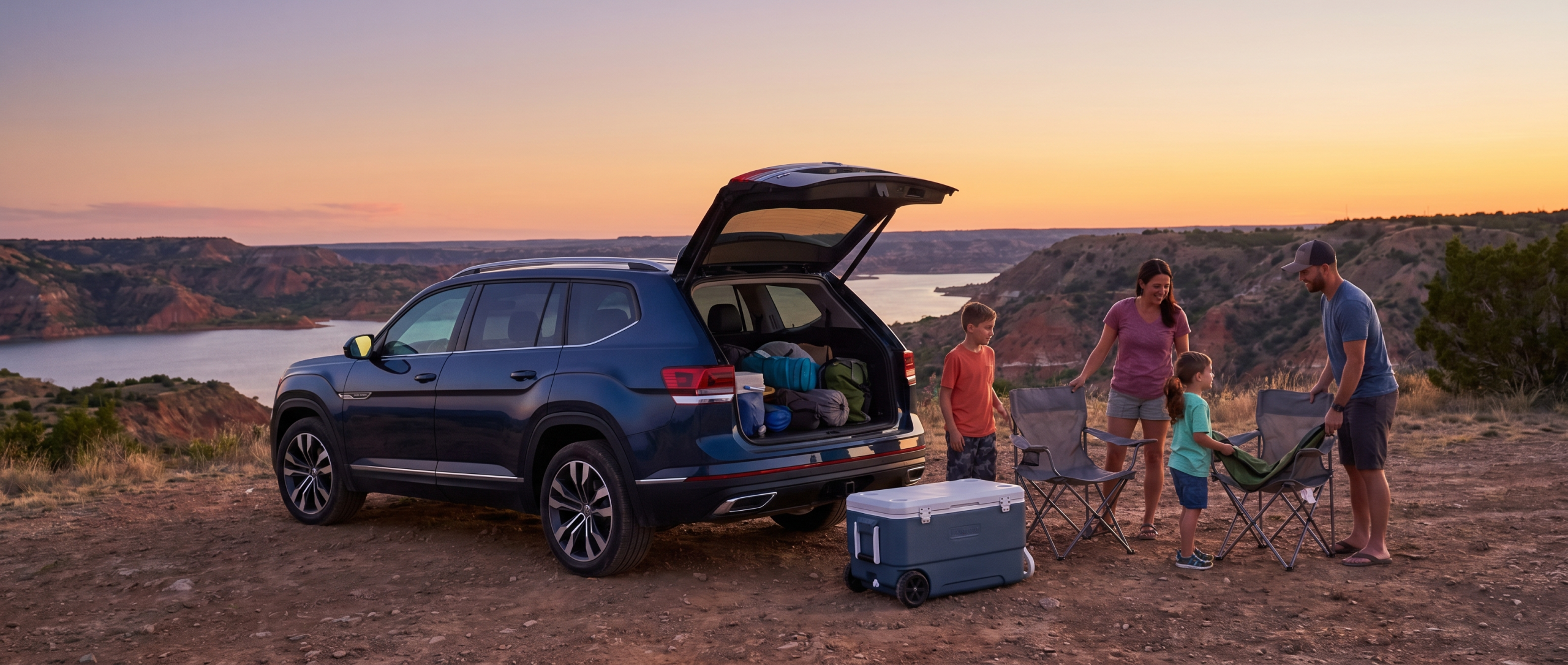 Volkswagen Atlas family SUV at Lake Meredith near Amarillo TX