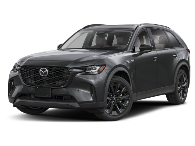 Mazda CX-90 in sleek black, showcasing its modern design and stylish features.