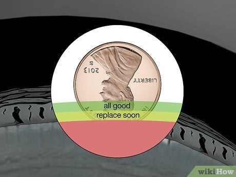 The penny tire test with President Lincolns head for winter tread ware.