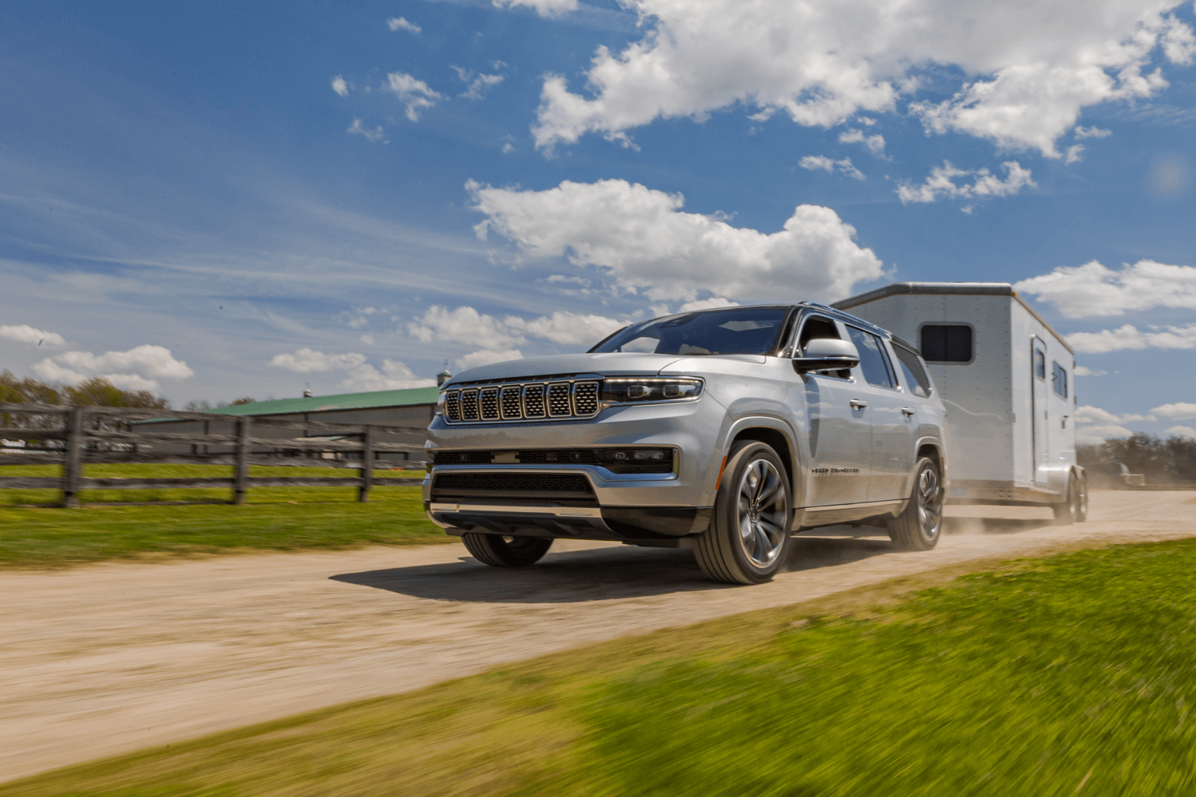 2022 Jeep Grand Wagoneer Silver Towing Trailer