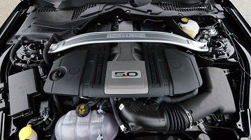 Engine appearance of the 2021 Ford Mustang available Wyatt Johnson Ford