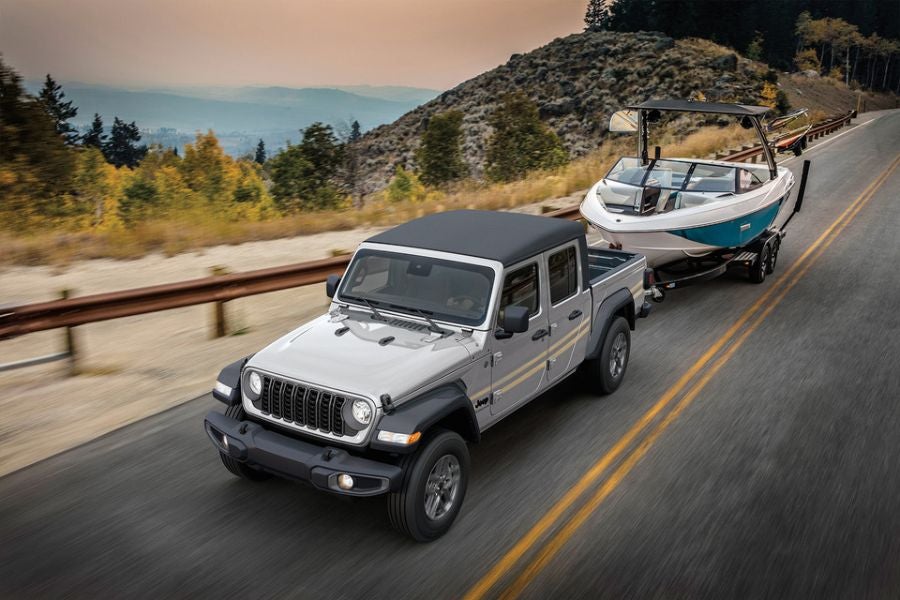 Grey Jeep Gladiator towing