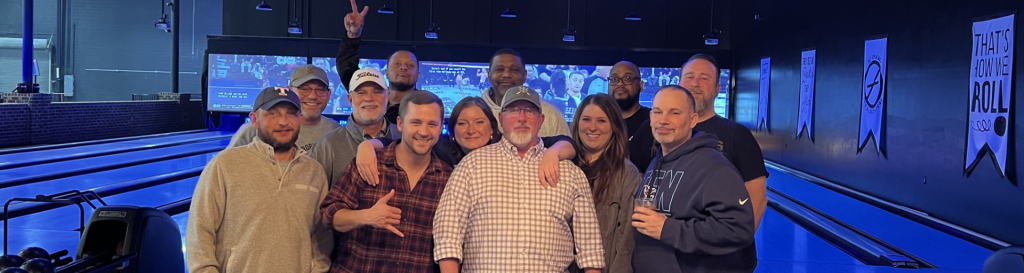 The Wyatt Johnson Mazda team at a bowling alley