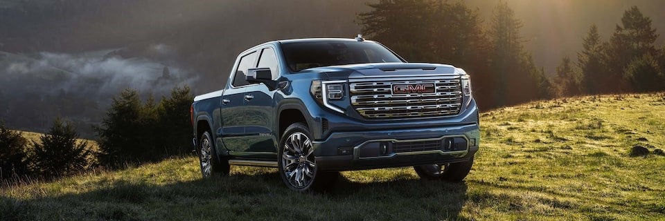 GMC Sierra 1500 parked on a grassy hill