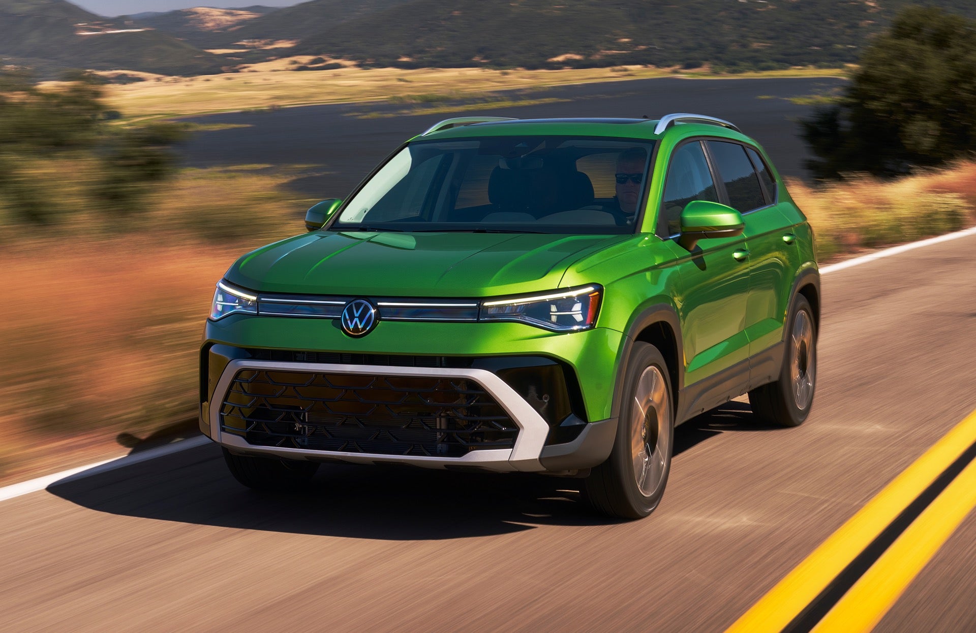 2026 Volkswagen Taos Front View While on the Road