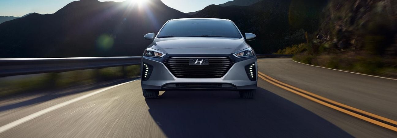 A 2019 Hyundai IONIQ Hybrid driving down the road