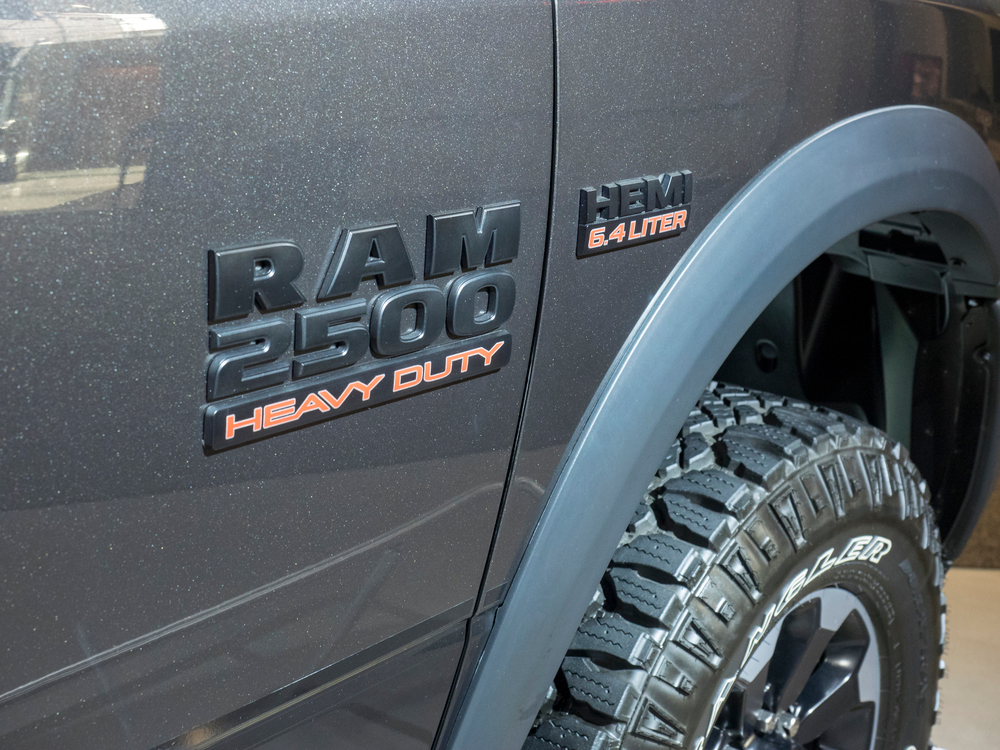 side view of 2021 grey ram 2500