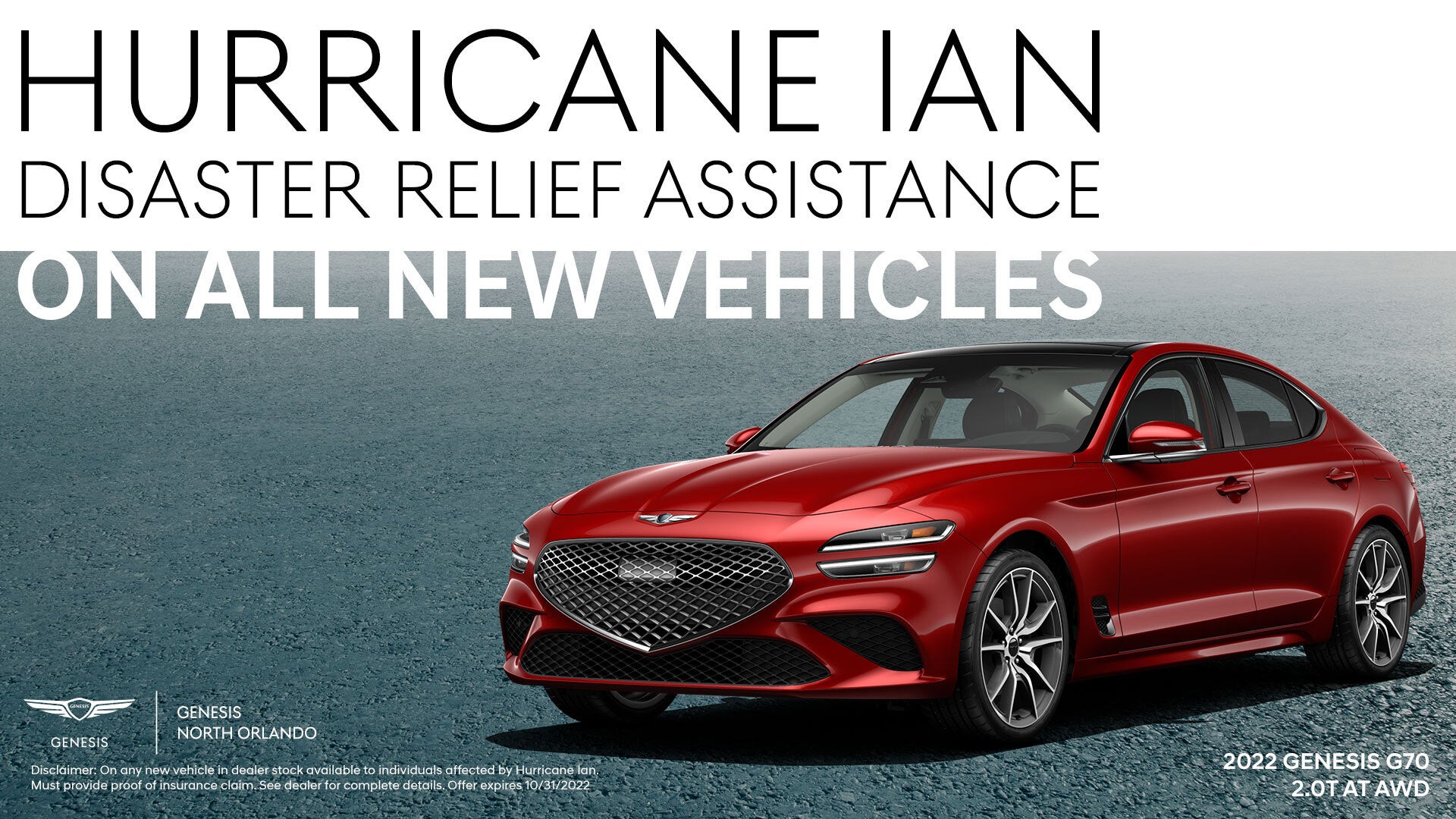 Hurricane Ian Disaster Relief Assistance on all new vehicles
