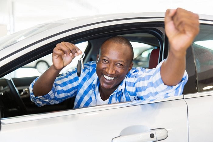 Happy Man in a car