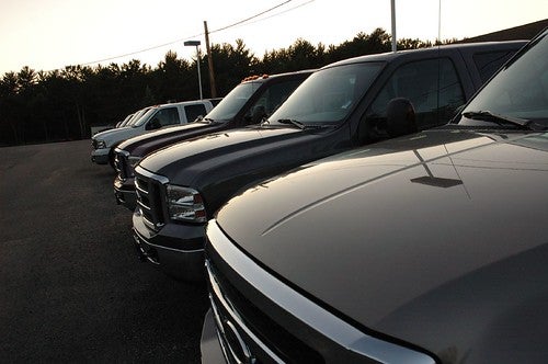 Row of SUVs on used car lot