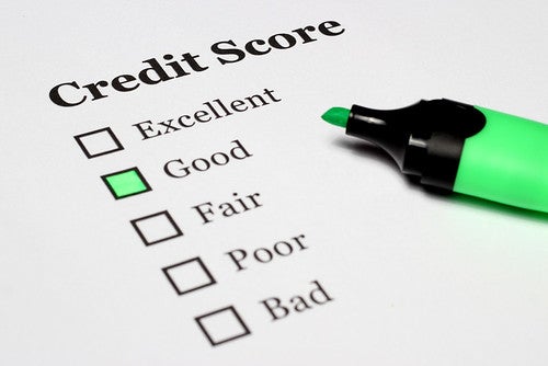 Green highlighter that colored in a multiple choice option for "Good" under a heading "Credit Score"