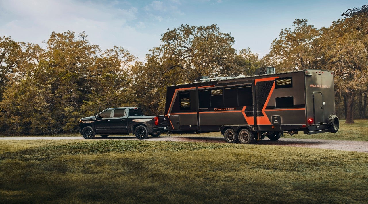 Chevrolet Silverado towing a camper
