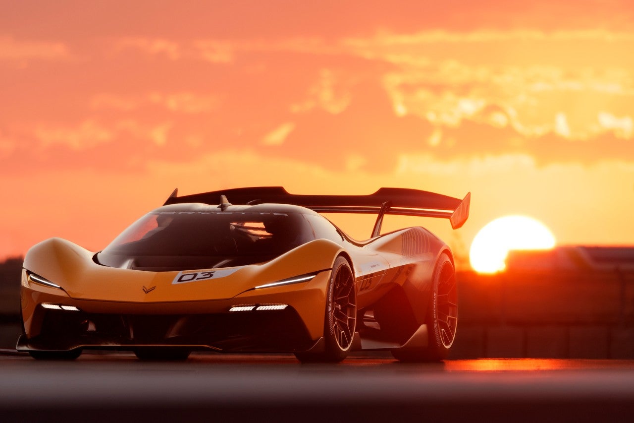 Corvette CX.R Vision Gran Turismo Concept The interior and bucket seats of a silver convertible sports car.
