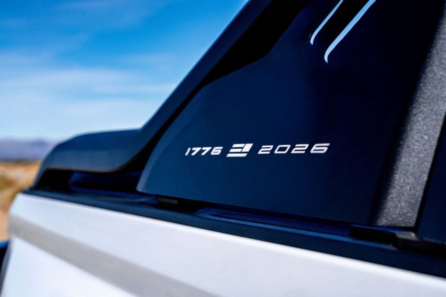 Close-up of the America 250 logo on the 2026 Colorado Stars & Steel Special Edition Close up of 1776 and 2026 on the side of a 2026 Chevy Silverado Stars and Steel Collection