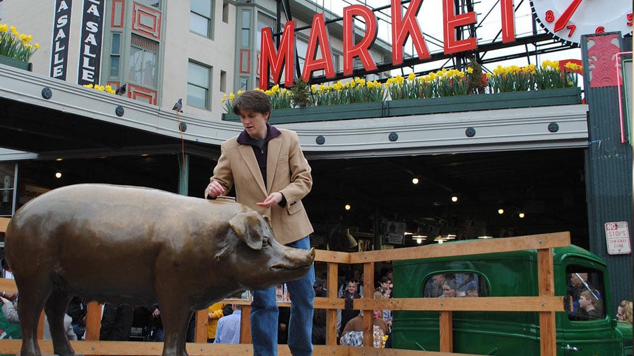 Man with pig 3 food tours Burien Seattle