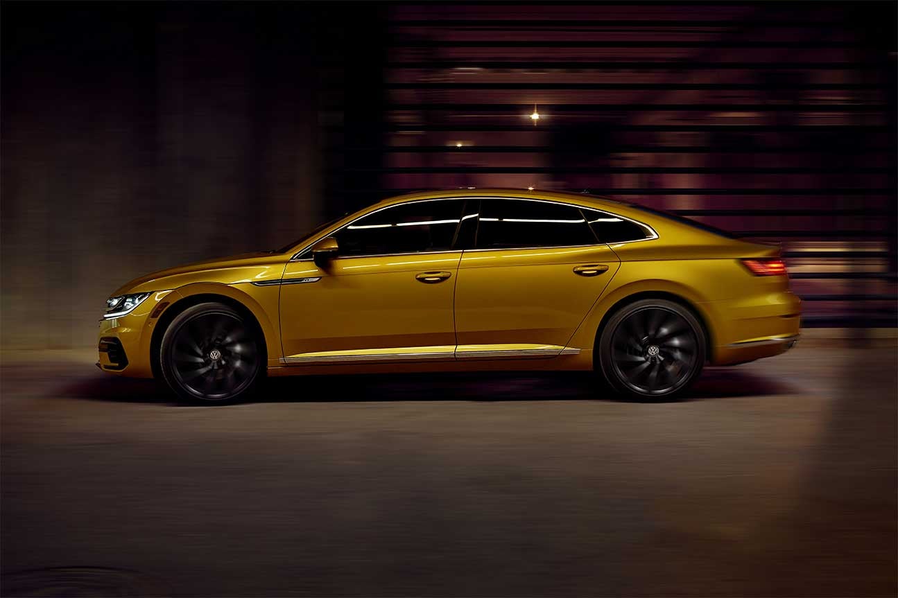 metallic yellow gold volkswagen arteon