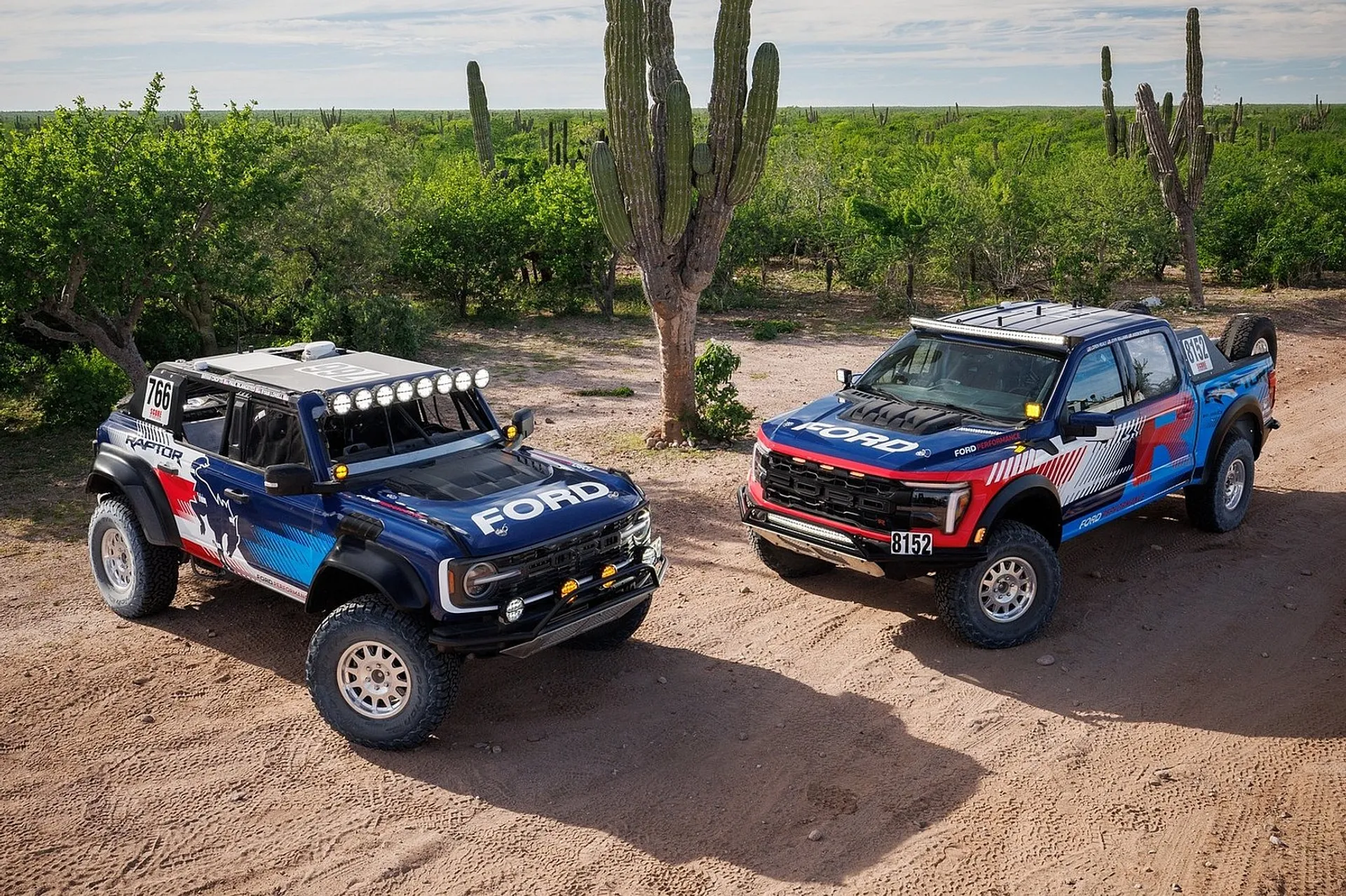 Ford Baja 1000 Racing Vehicles the Bronco Raptor and F-150 Raptor R