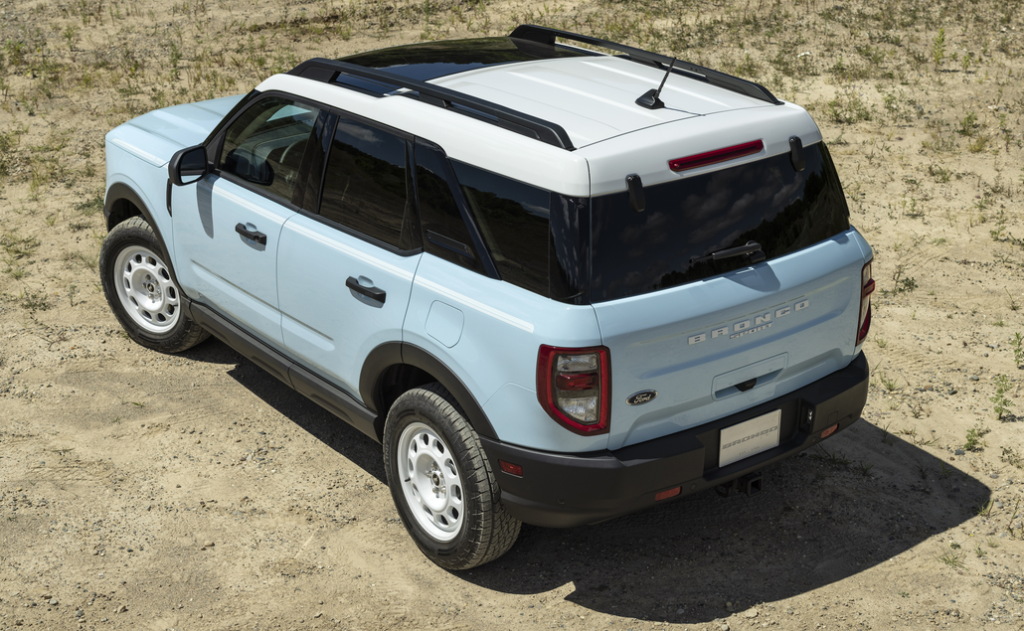 Ford Bronco Sport Parked Rear Top 3/4 View in a Sand Patch