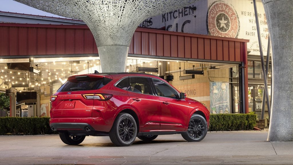 Available early 2023. Preproduction model shown. ST-Line Elite in Rapid Red (extra cost paint). Optional equipment shown.