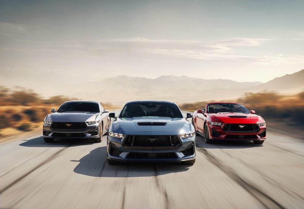 The seventh generation Mustang is the most exhilarating and visceral yet, from its fighter jet-inspired digital cockpit to new advanced turbocharged and naturally aspirated engines to its edgier yet timeless exterior design. Pre-production vehicles shown.