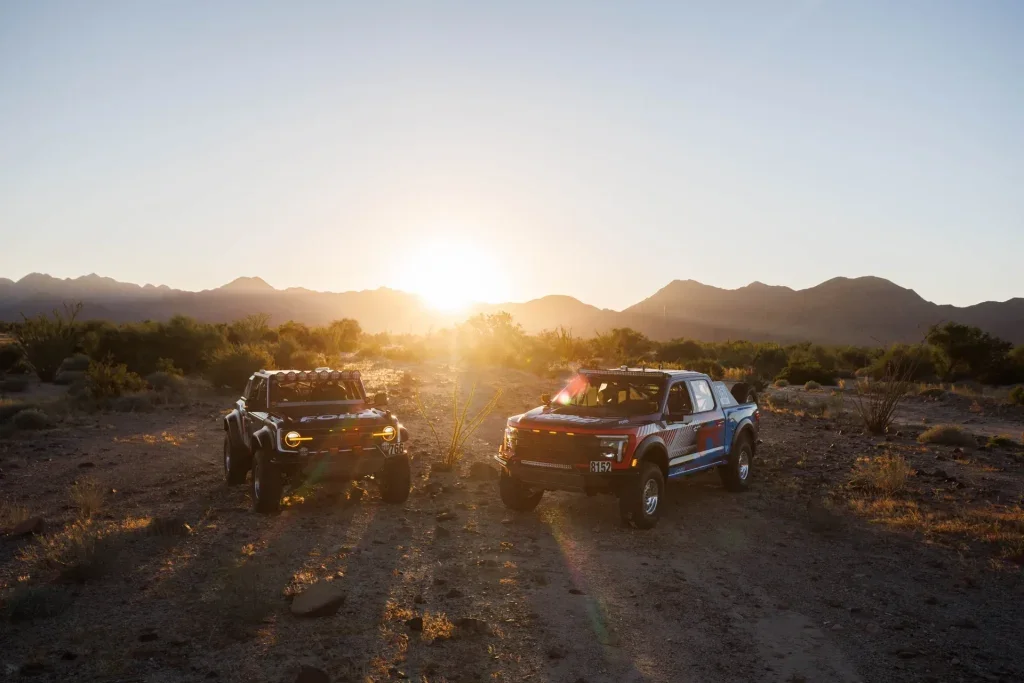 Ford Bronco Raptor and F-150 Raptor R Baja 1000 vehicles