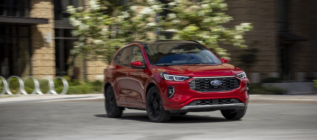 Available early 2023. Preproduction model shown. ST-Line Elite in Rapid Red (extra cost paint). Optional equipment shown.
