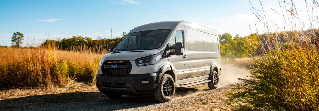white ford transit trail