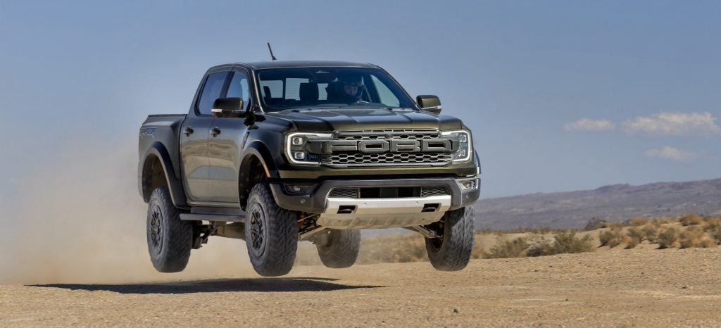 2024 Ford Ranger preproduction model shown. Available late summer 2023. Actual production vehicle may vary. Do not attempt unless you have special off-road driving training and are driving on a closed course. Always consult the owner’s manual before off-road driving, know your terrain and trail difficulty, and use appropriate safety gear.