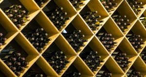 Wine bottles on shelves