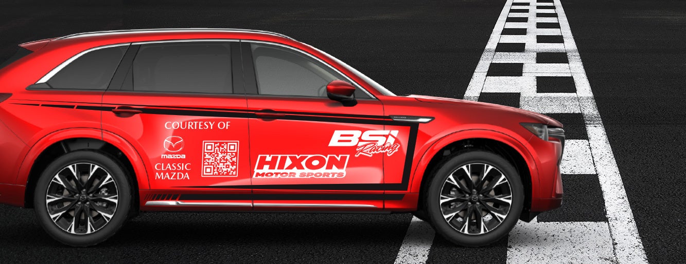 Classic Mazda CX-90 wrapped for BSI and Hixon Motorsports
