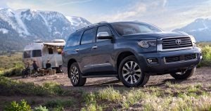 A silver 2019 Toyota Sequoia.