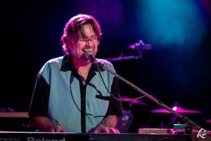 Keyboard player Jimmy V. from The Jimmy's Blues band in New Glarus Wisconsin