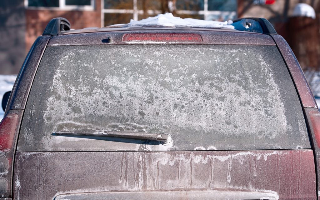 Winter salt covered vehicle in Wisconsin