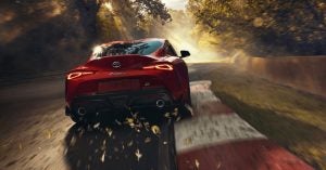 The powerful 2020 GR-Supra powering through a turn.