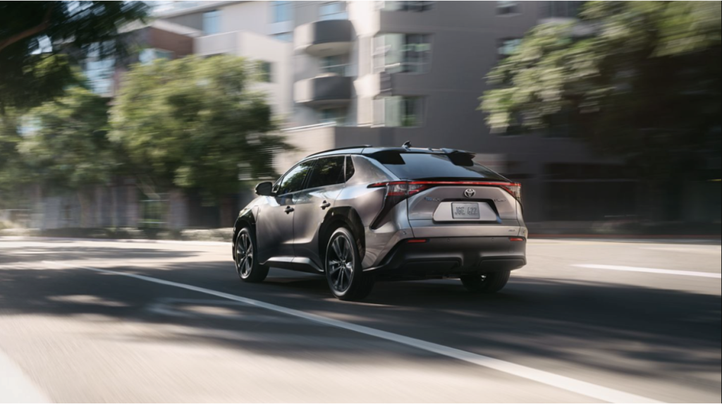 Rear view of the 2023 Toyota bZ4X