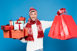 man holiday shopping