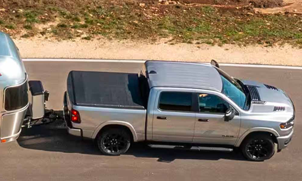 An overhead drone image of the 2025 RAM 1500