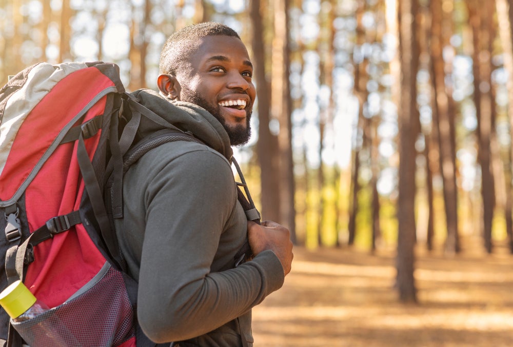 A man hiking.