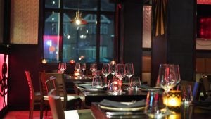 Wine Glasses on Table Tops in Restaurant