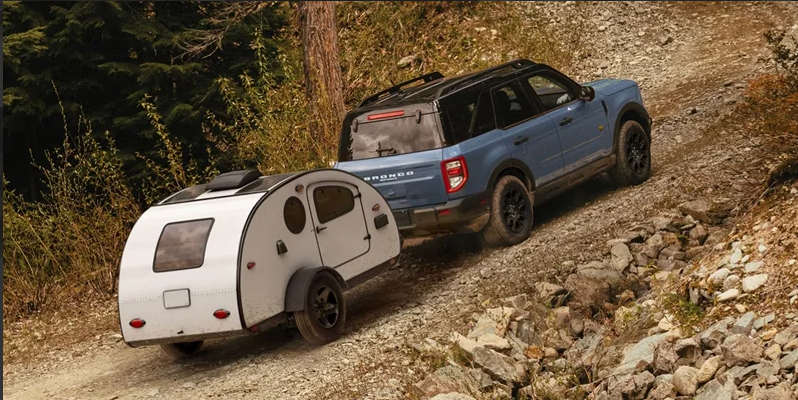 2026 Ford Bronco Sport towing a camper.