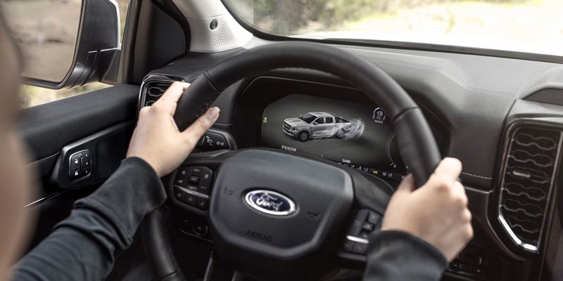 Ford vehicle interior steering wheel view