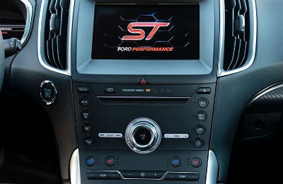 2019 Ford Edge ST interior close up of touch screen and controls