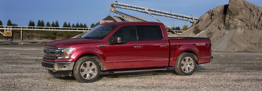 Ruby Red 2019 Ford F-150 exterior front fascia and drivers side