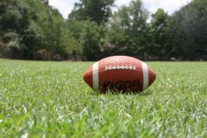 American football on a football field