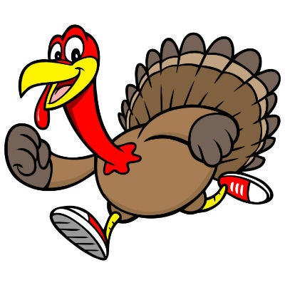 Cartoon Turkey running on white background