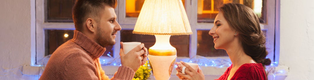 Happy couple enjoying a romantic dinner