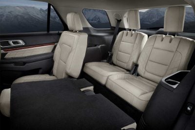 Rear seats in the 2018 Ford Explorer fold down to expand cargo room