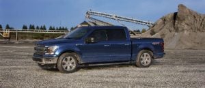 Blue Jeans 2019 Ford F-150 exterior front fascia and drivers side