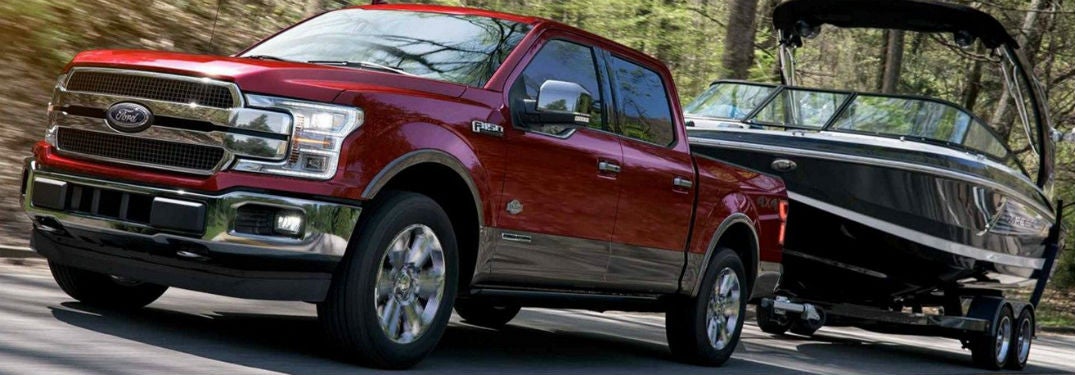2019 Ford F-150 exterior front fascia and drivers side pulling boat