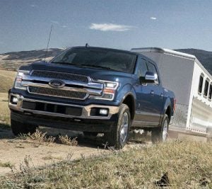 2019 Ford F-150 exterior front fascia and drivers side pulling trailer behind